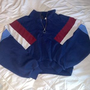 cropped multi-color quarter zip